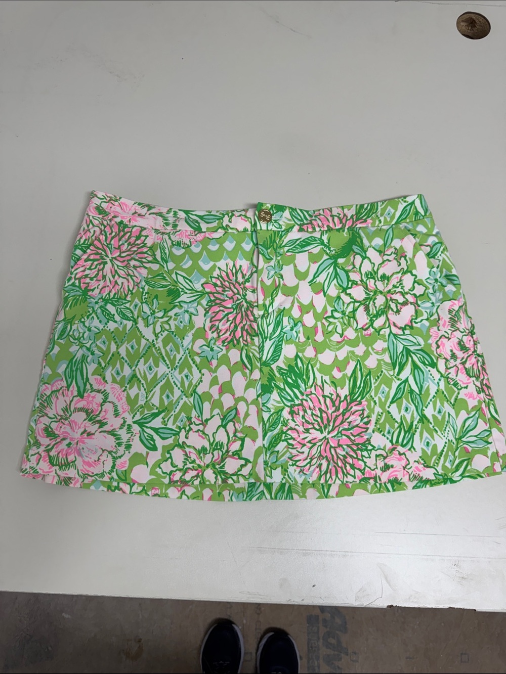 Lilly Pulitzer Pink & Green Floral skirt with shorts underneath